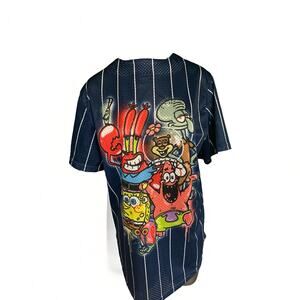 Nickelodeon Jersey SpongeBob Size Large 99 Vintage Button Up Stripped Graphic
